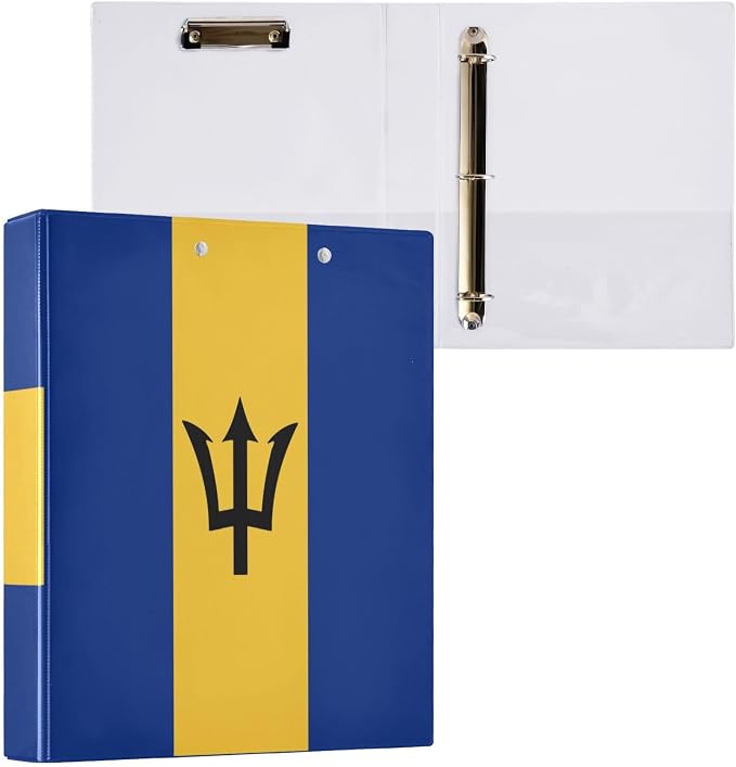 Barbados Flag 3-Ring Binder, 1.5 Inch D-Ring Organizer Folder Clipboard Binder - Image 3