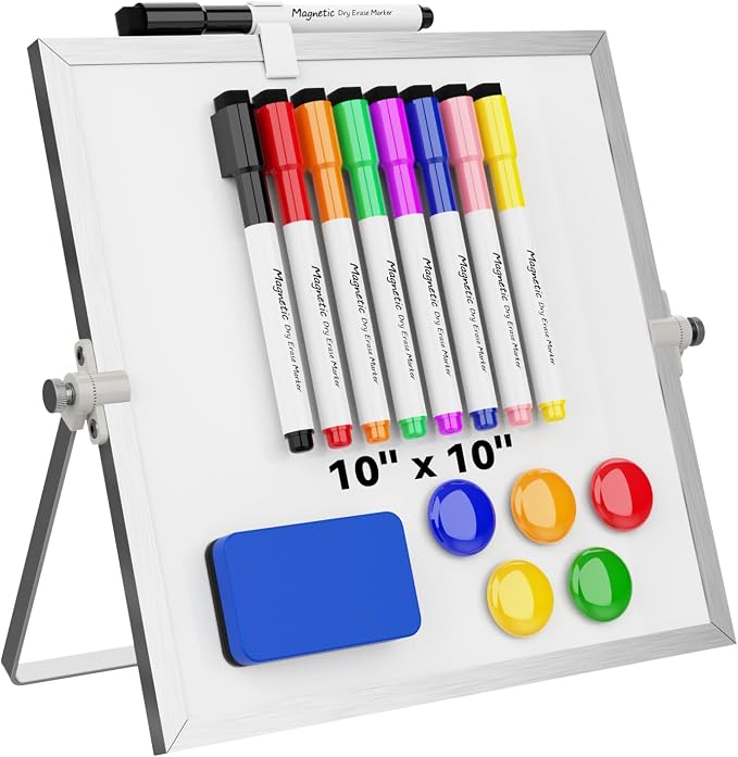 Dry Erase White Board, Cazeyoo Magnetic Desktop Whiteboard 10 x 10inch by Cazeyoo