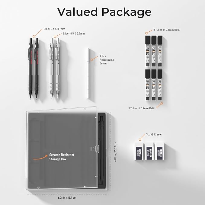 Nicpro 4 PCS Metal Mechanical Pencil Set 0.5 mm & 0.7mm - Image 7