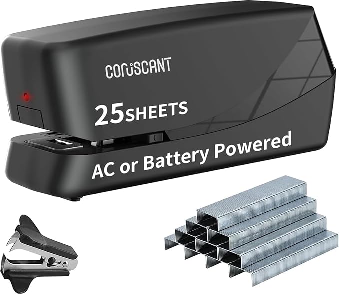 Coruscant Electric Stapler, No Jam Easy Reload, 25 Sheet Automatic Staplers by coruscant
