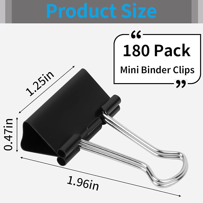 180 Pcs Large Binder Clips, 1.26 in/32mm Clips Office Supplies, Paper Clamps - Image 2