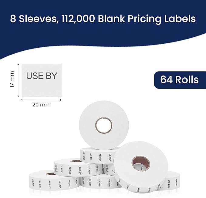 Perco USE by Labels for Monarch 1136 Price Gun – Case of 8 Sleeves, 112,000 Marking Labels Value Pack-DeskLoop Office