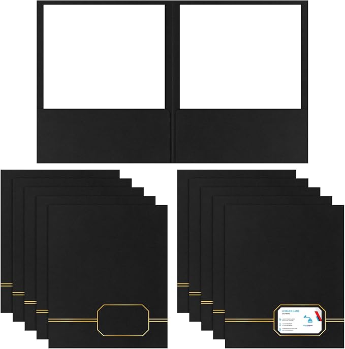 Kisston 10 Pack Executive Twin Pocket Folders Letter Size Black by Kisston