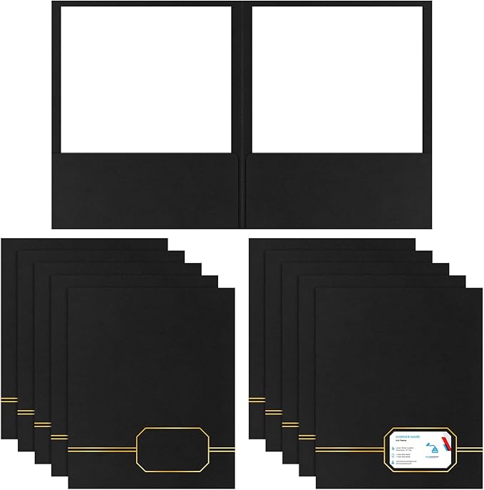 Kisston 20 Pack Executive Twin Pocket Folders Letter Size Black by Kisston