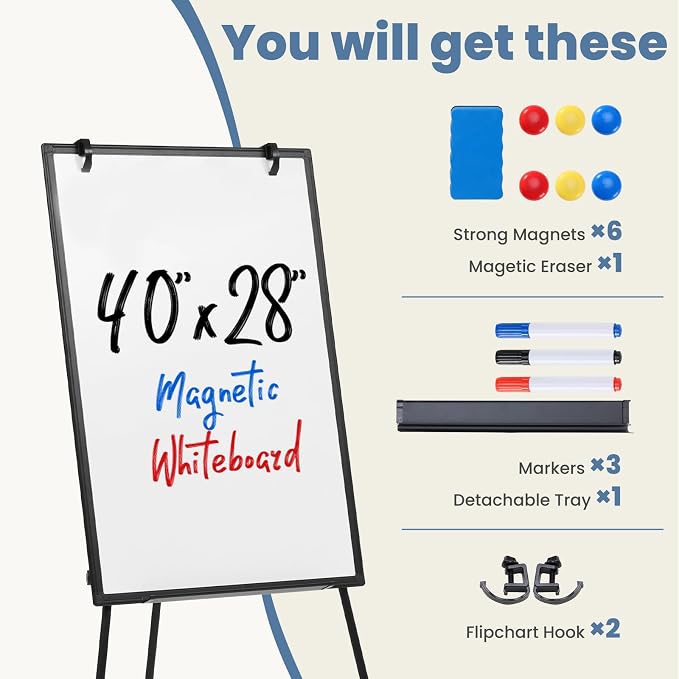 DUMOS 40"x28" Magnetic White Board Easel - Image 5