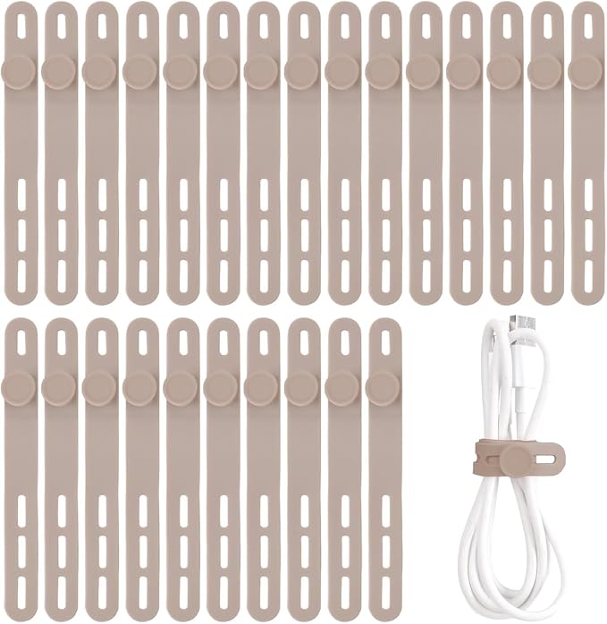 Oligei 25 Pcs Silicone Cable Ties, Cable Ties Reusable, High Elasticity Cord by Oligei