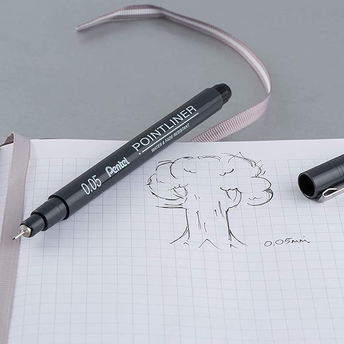 Pentel Arts Pointliner Pen, (0.05mm), Black Ink, Box of 12 Pens (S20P-05A)