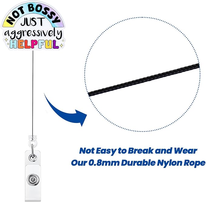 Not Bossy Just Aggressively Helpful Funny Nurse Badge Reel, Cute Retractable ID - Image 5
