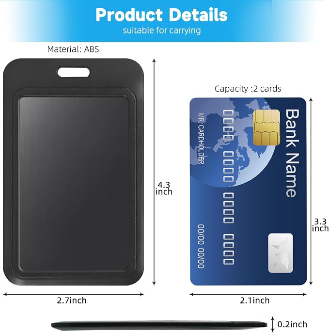 5 Pcs ID Badge Holder, Vertical Key Name Card Protector, Hard Plastic Cover - Image 3