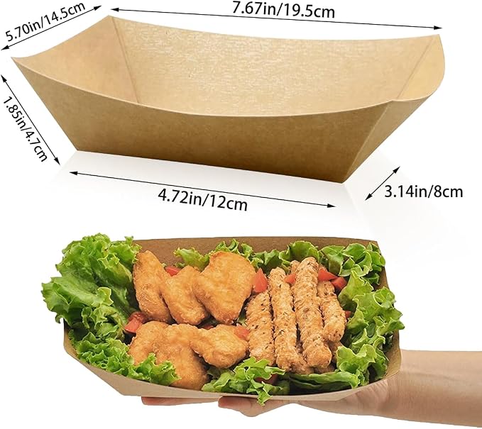 Oomcu 100 Pack 3 lb Heavy Duty Paper Food Trays - Image 2