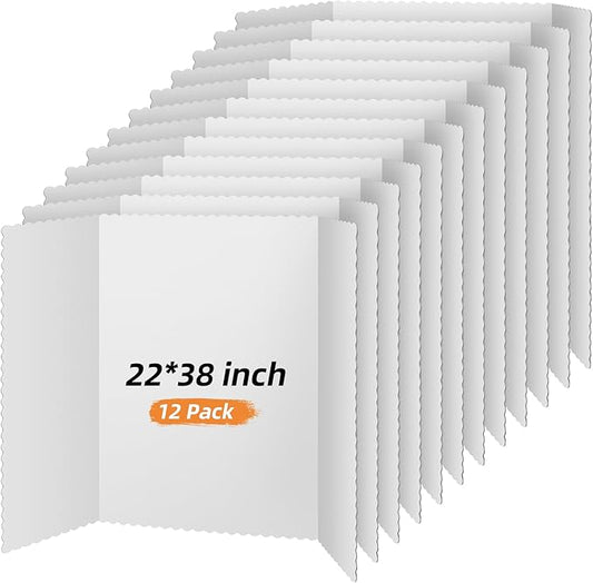Henoyso 12 Pcs 22 x 38 Inch White Trifold Poster Board Large Tri Fold by Henoyso