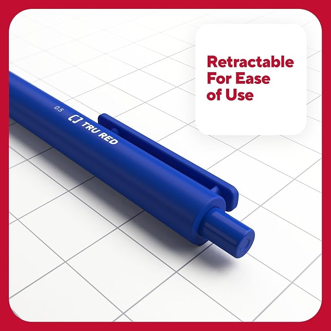 TRU RED Retractable Gel Pens, Fine Point 0.5mm, 12 Pack – Quick‑Dry Pens - Image 4
