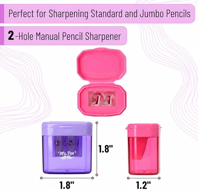 Mr. Pen- Manual Pencil Sharpener, 4 Pack, Dual Holes | Compatible - Image 3