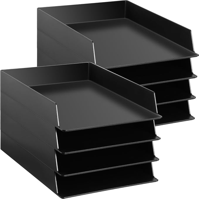 Wenqik 8 Pcs Stackable Paper Trays Rectangular Plastic Desk Holder Desktop by Wenqik