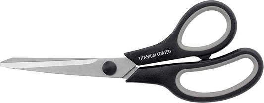 Scissors 8" Multipurpose Titanium Coated Sturdy Sharp Scissors Right/Left Handed Comfort-Grip Handles for Office Home School Sewing Fabric Craft Supplies Black