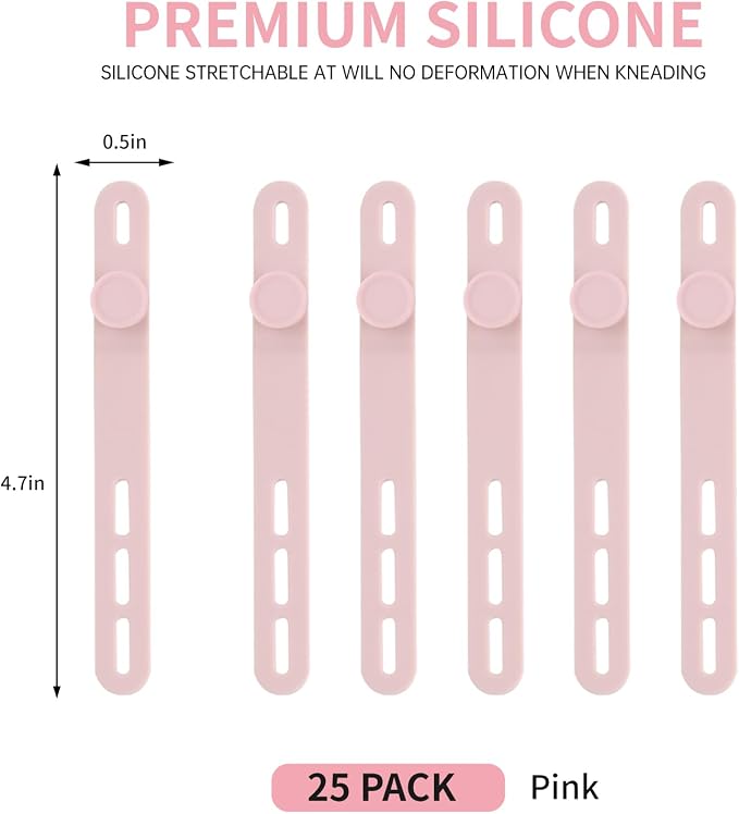 Oligei 25 Pcs Silicone Cable Ties, Cable Ties Reusable, High Elasticity Cord - Image 2
