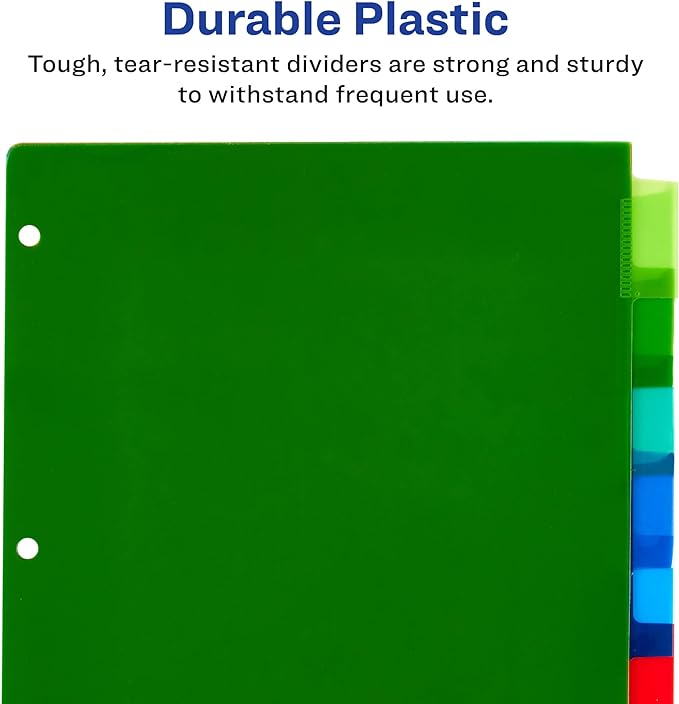 Avery Dividers for 3 Ring Binders, 8-Tab Plastic Binder Dividers Insertable Big - Image 4