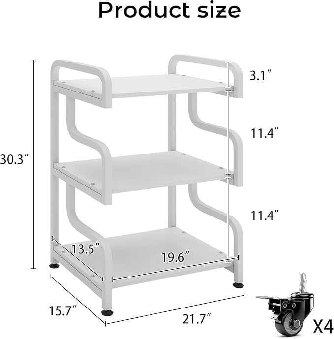 Natwind Stylish 3 Tier Printer Stand, Office Desk Side Storage Shelf, Fits Two - Image 3
