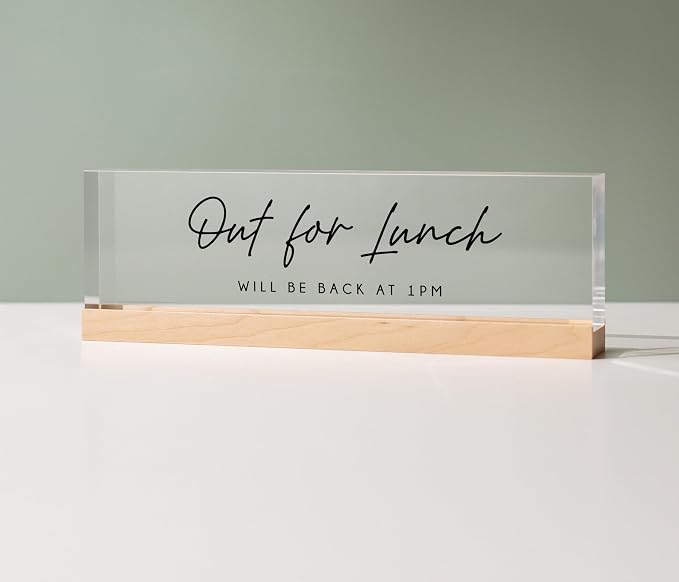 Personalized Acrylic Name Block w/Wooden Base - Image 7
