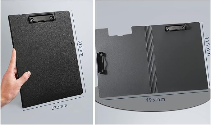 Grey Clipboard Folder, A4 Clipboard Horizontal and Vertical Metal Clips | 2 - Image 2