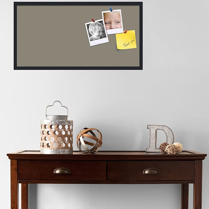 PinPix 36x18 Inch Cork Bulletin Board. This Decorative Framed Pin Board Comes with Pewter Design and a Satin Black Frame. Ideal for Home Office Decor or Message Board (PinPix-1812)-DeskLoop Office