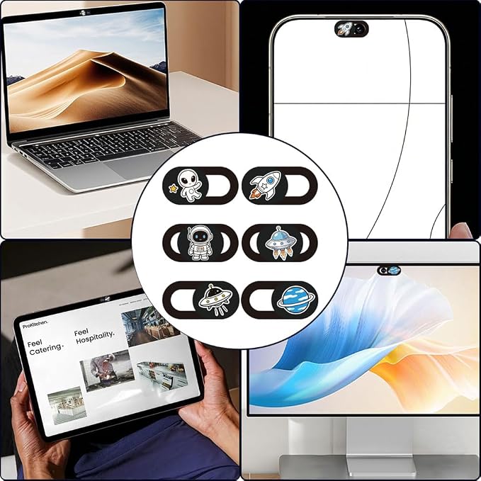 6Pcs 6 Styles Alien Spaceship Cute Laptop Camera Cover Privacy Guard Accessories - Image 5