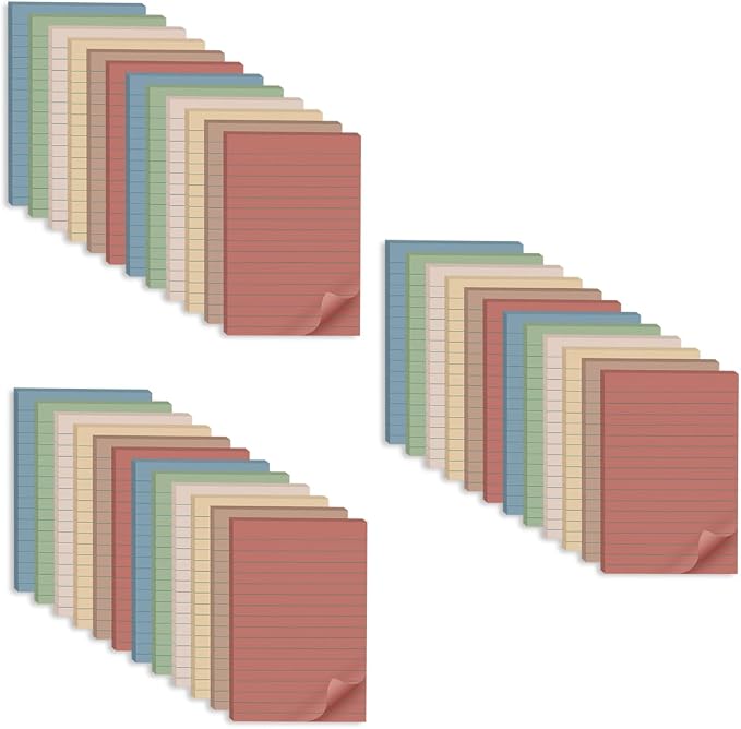 Lined Sticky Notes 4x6 in, Large Notepads by Kozerite