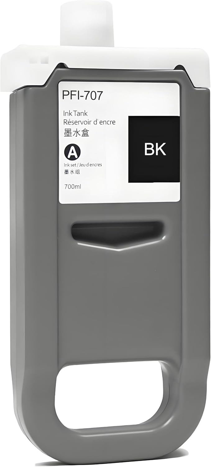 PFI-707 Ink Cartridge PFI707 Ink Tank Compatible with Canon imagePROGRAF PF830, iPF840, iPF850 CAD Plotters 700 ML (1-Pack, Black)-DeskLoop Office