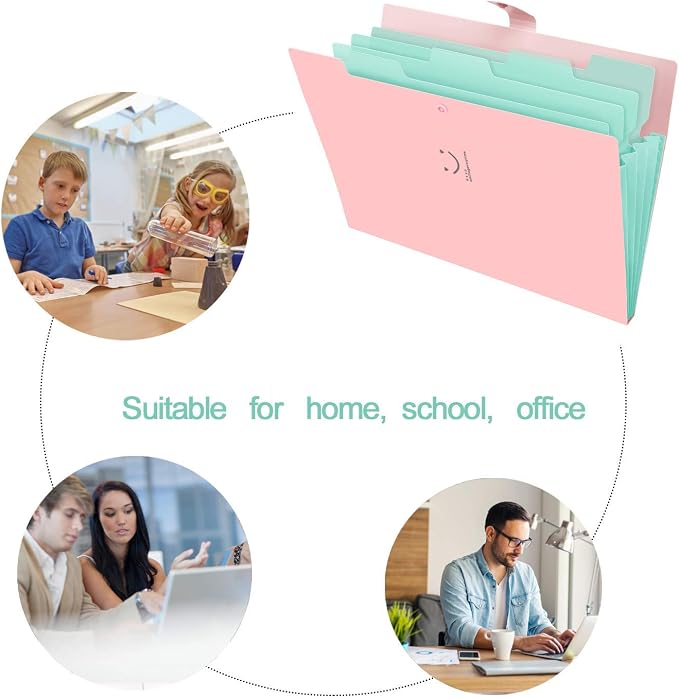 SKYDUE Expanding File Folder 5 Pockets, Skydue Letter A4 Paper Accordion - Image 5