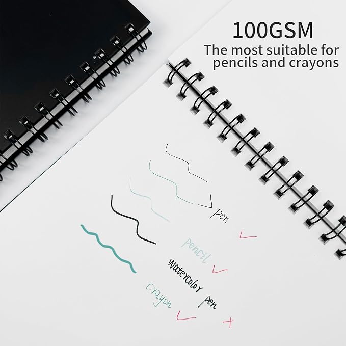 Blank Spiral Notebook, 8.5" x 11" Hardcover Sketch Book, 6 Pack Large Blank - Image 3
