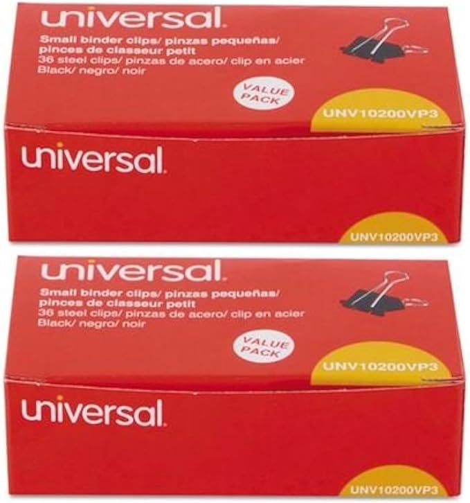 Universal Small Binder Clips, Steel Wire, 3/8 Cap, 3/4 Wide, 2-36 Pack by Universal