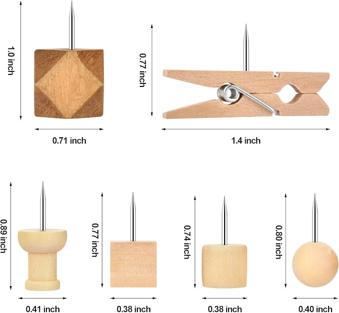 128Pcs Wood Push Pins, Thumb Tacks - Image 2
