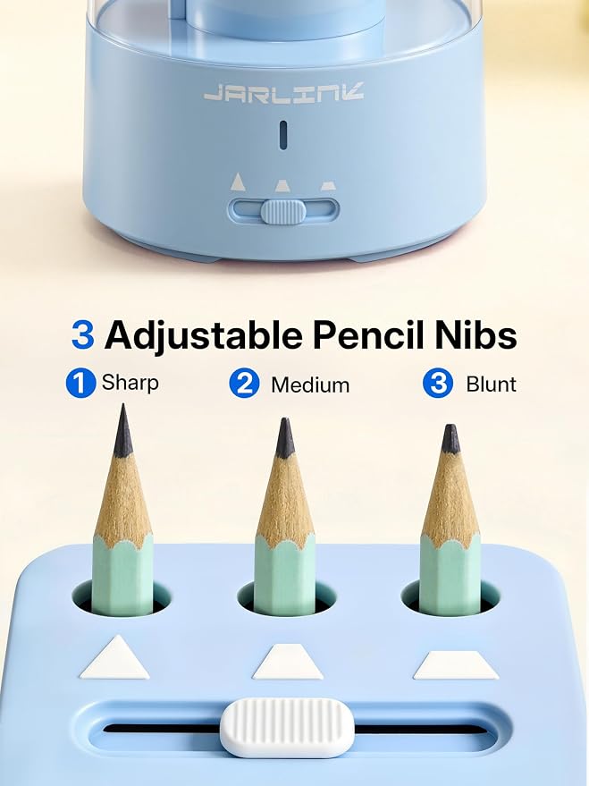 JARLINK Electric Pencil Sharpener, Fully Automatic Rechargeable Pencil Sharpener - Image 4