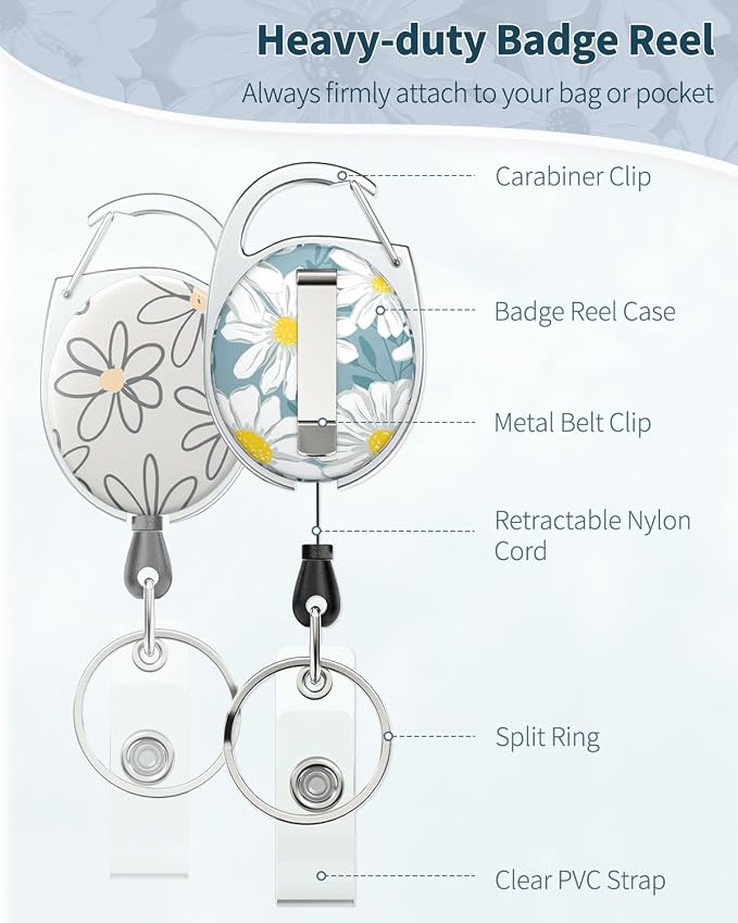 Uniclife 2 Pack Floral Sliding Badge Holder Vertical Daisy Flower Plastic Card - Image 3