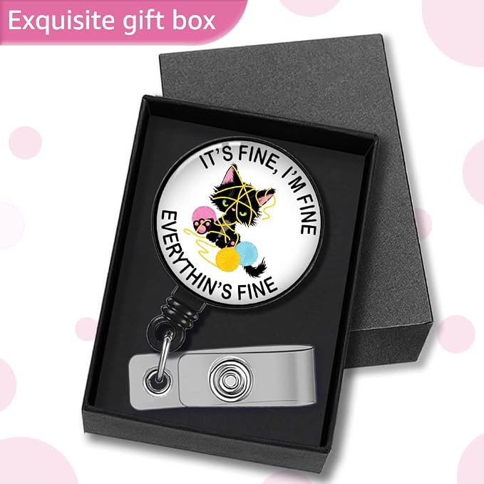 It's Fine I'm Fine Everything 's Fine Badge Reel Retractable - Image 4