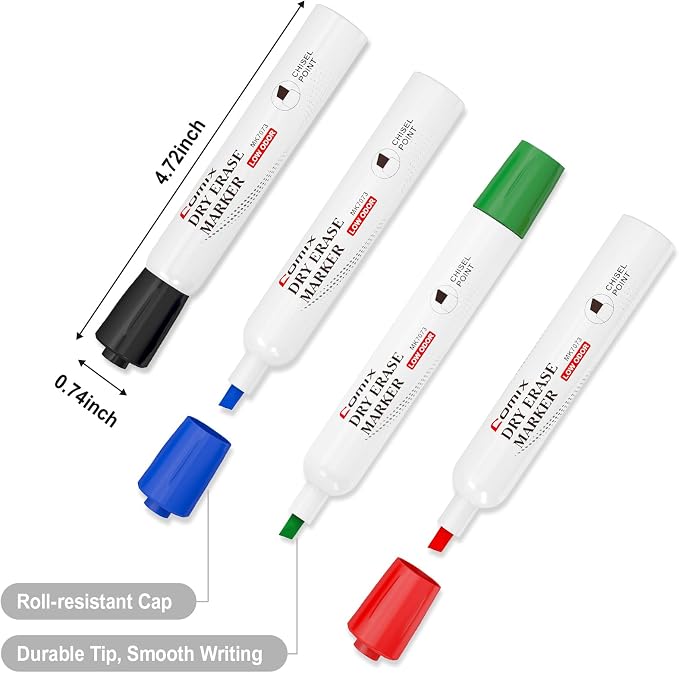 Comix Low Odor Dry Erase Markers, Chisel Tip White Board Markers, School - Image 5