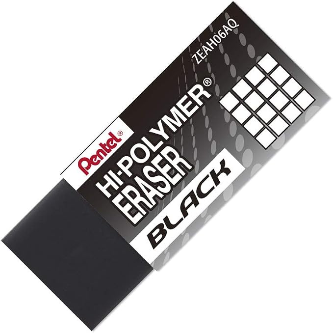 Pentel Hi-Polymer Block Eraser, Small Black 48 pack by PentelofAmerica