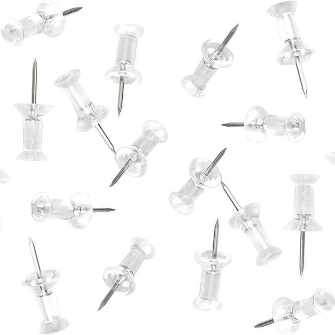 DEEINN Clear Plastic Head Push Pins, Steel Point Tacks by DEEINN