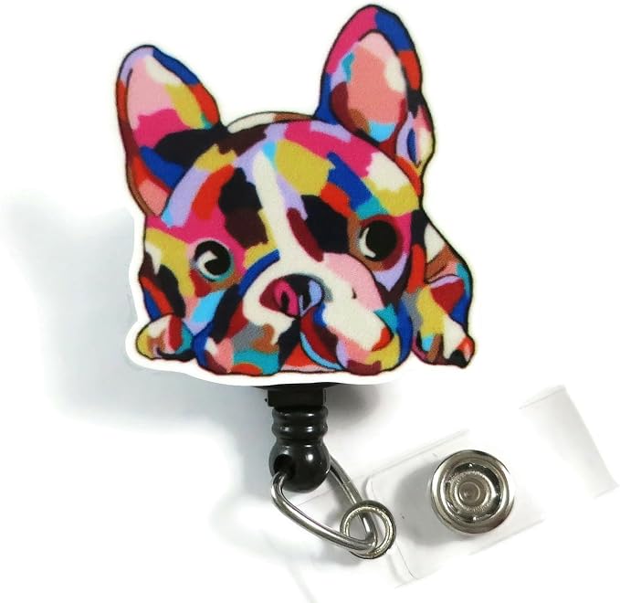 Dog Badge Reel, French Bulldog Badge Reel, Funny Animal ID Holder, Fun Nurse by ScrapheartGifts