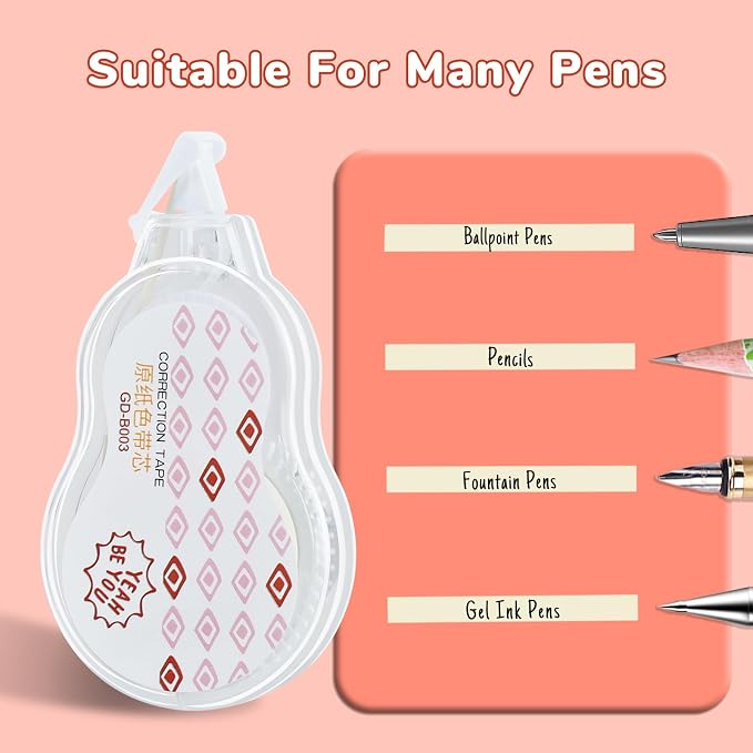 Temiary 5 Pcs Aesthetic Beige Correction Tape, Smooth Glide Quick Dry Tapes - Image 6