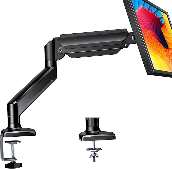 ErGear Single Monitor Arm for 13-34 inch Screens, Adjustable Gas Spring Monitor Mount Holds up to 22 lbs, Computer Monitor Stand with VESA Mount, C-Clamp & Grommet Base, Max VESA 100x100mm,-DeskLoop Office