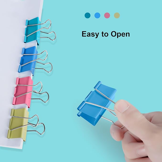 Ufmarine Medium Binder Clips 1.25 inch Length, Colorful Paper Clips Medium - Image 4