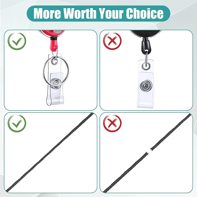 Honoson 30 Pcs Heavy Duty Retractable Badge Reels Batch ID Badge Holder - Image 4