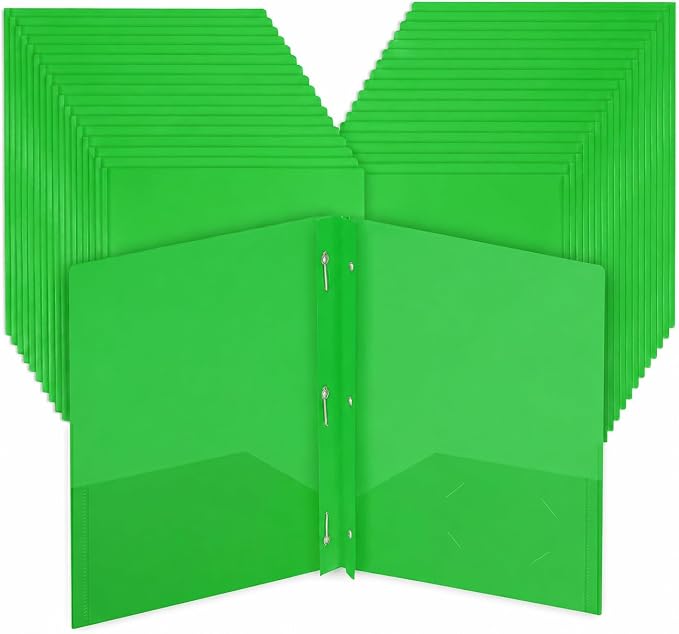 Mr. Pen- Plastic Folders with Pockets and Prongs, 36 Pack, Letter Size | Green by MrPen