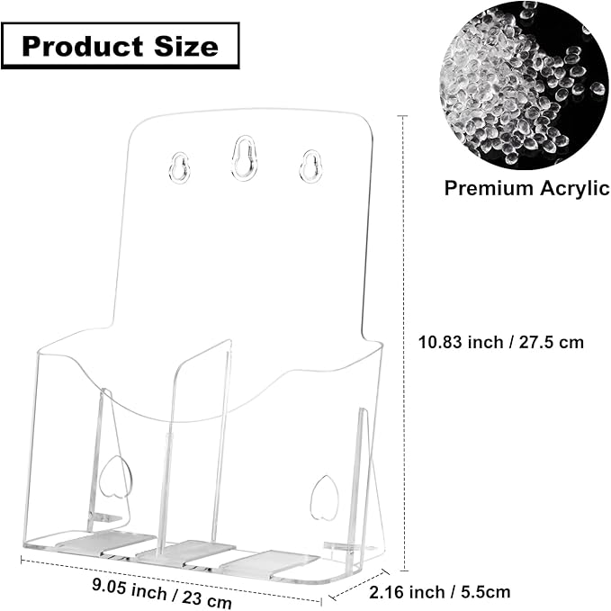2 Pack Acrylic Brochure Holder 8.5 x 11 in with Business Card Holder, 1-Tier Brochure Display Stand with Removable Divider for 4 x 9 Inches Trifold Pamphlets, Clear Flyer Holde-DeskLoop Office