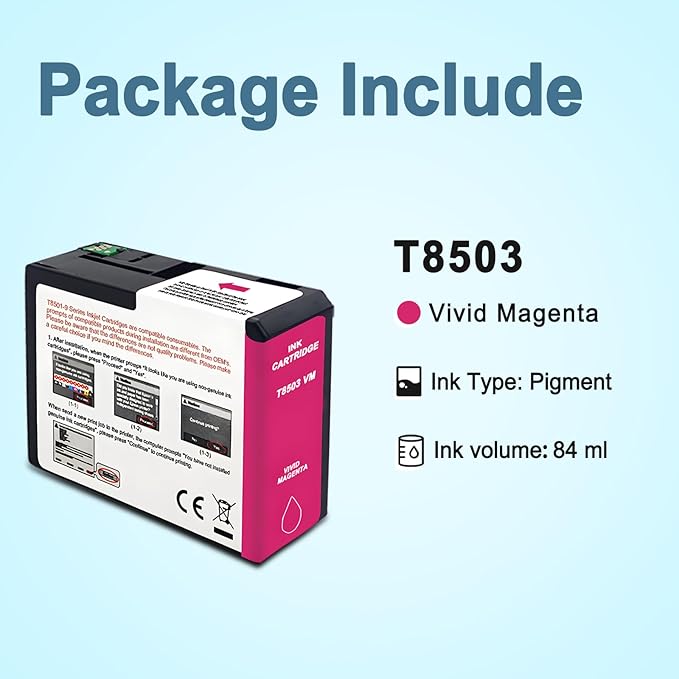 T850 Ink Cartridge T8503 T850300 Remanufactured Work for SureColor P800 (1-Pack, Vivid Magenta)-DeskLoop Office