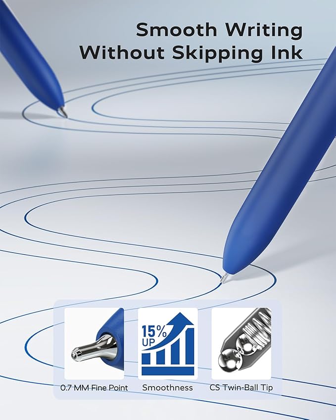 STAGEEK Blue Gel Pens GX3, Fine Point Retractable Smooth Writing Pens - Image 2