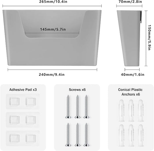 JOMOLA No Drilling File Holder 3 Pack Mail Organizer Wall Mount File Organizer - Image 2