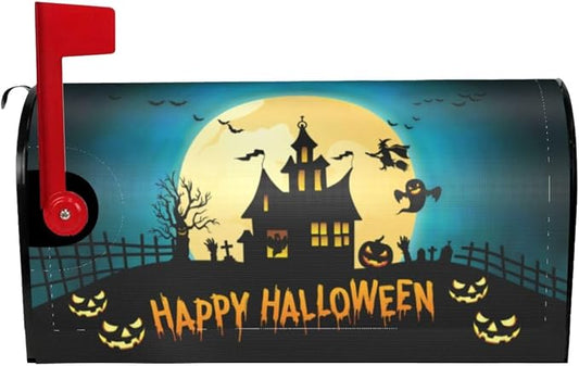 Halloween Haunted House Mailbox Cover, Happy Halloween 21 x 18 in Magnetic by Yomane