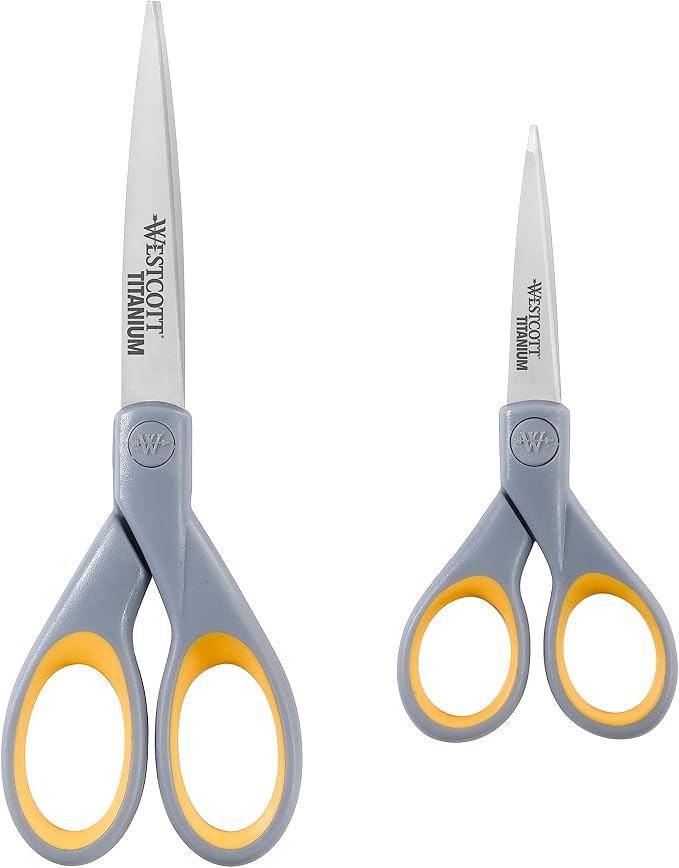 Westcott ‎13824 7” & 5” Pointed Titanium-Bonded Crafting Scissors by Westcott